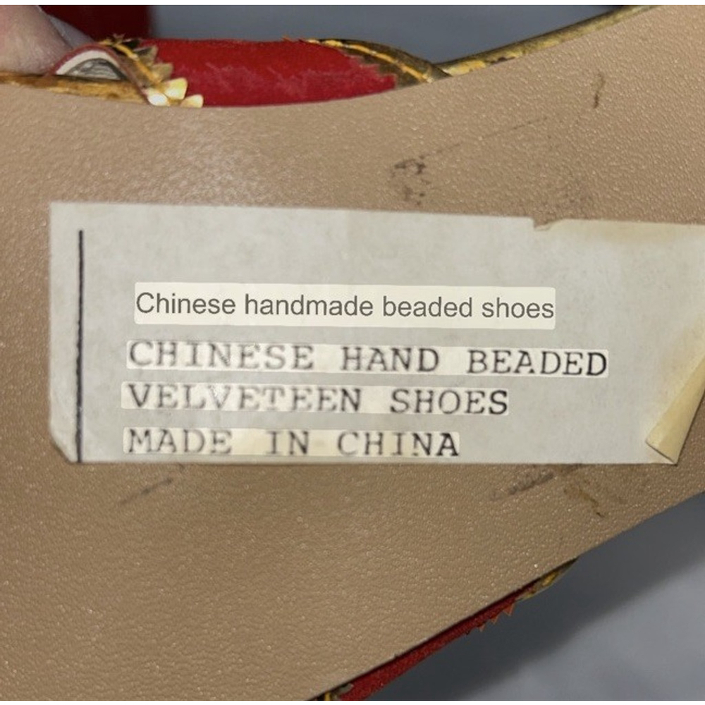 Vtg Princess C. European Style Chinese Velveteen Handmade Shoes Slides Heels 8 - Picture 12 of 12